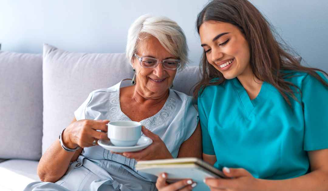 Independent Living: Elderly woman receiving care at home